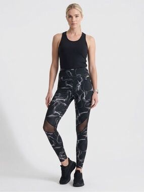 Alala Black Leggings with White Smoke Print xs